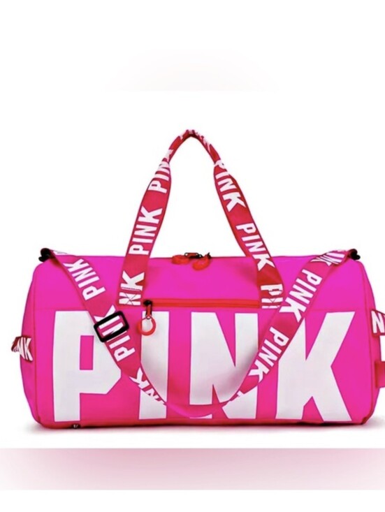PINK Victoria's Secret Handbags - PINK Victoria's Secret Bright Hot Pink Logo Duffel... New